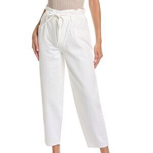 7 For All Mankind NWT White Paper Bag Waist Tapered Balloon Leg Crop Jeans Sz 30